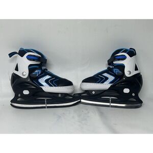 New Nattork Adjustable Ice Skates Black/Blue Youth XL EU 39-42 W/Covers In Box